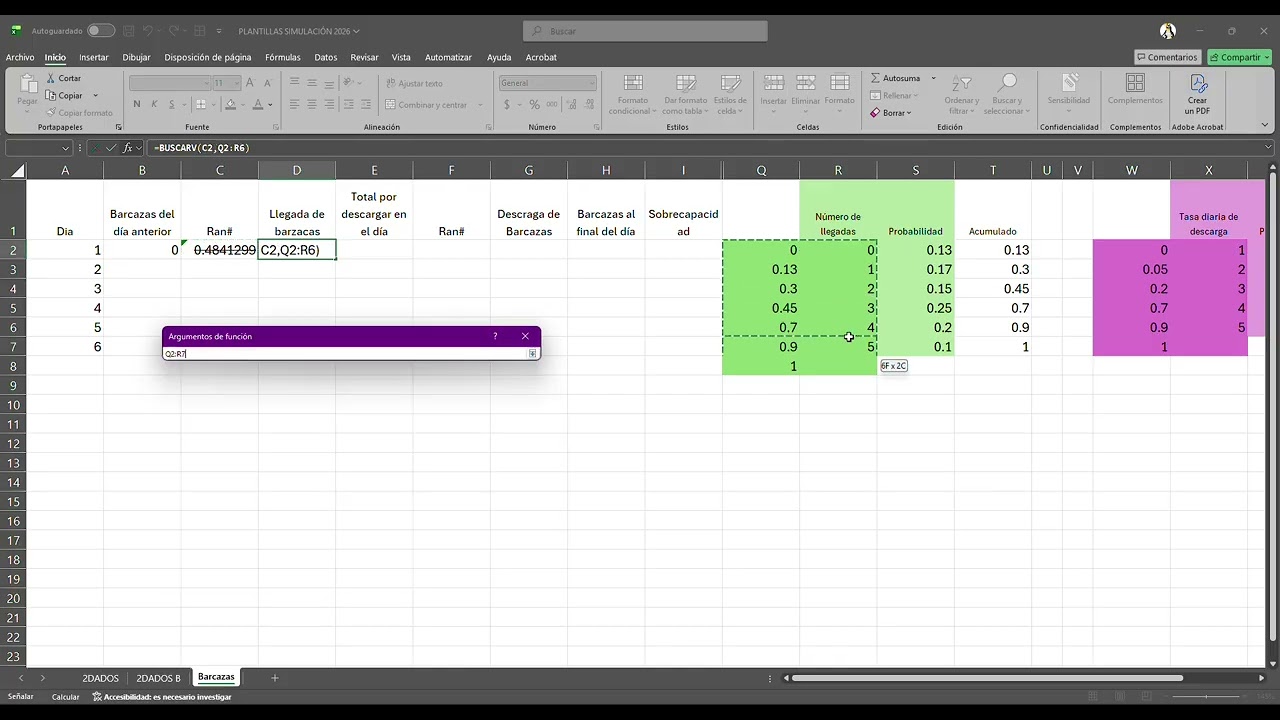 Simulación de las Barcazas