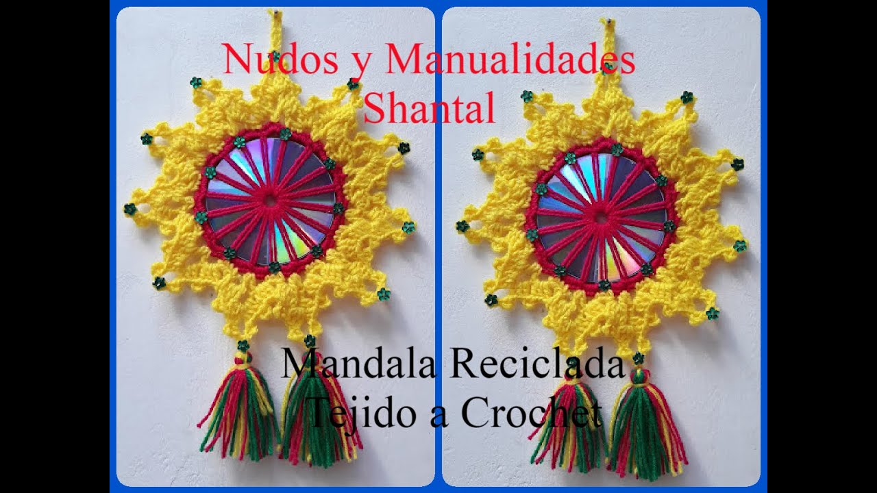 Mandala Con Cd Reciclado a Crochet.