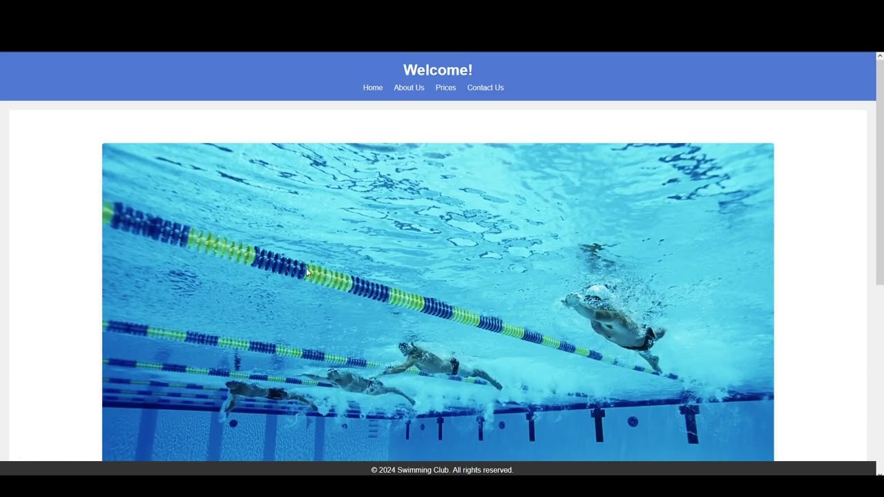 Swimming Club Website - Early Showcase 1