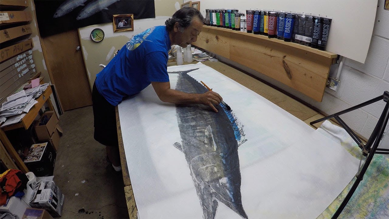 Printing, cleaning, and eating 50lb Ono - Gyotaku by Naoki