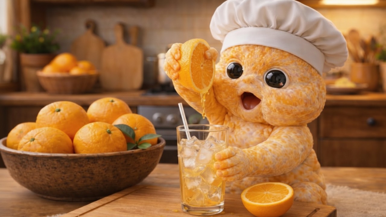 Cute or Creepy? AI Fruit Baby Chefs Squeezing Real Juice 🍓🧊 | Oddly Satisfying ASMR