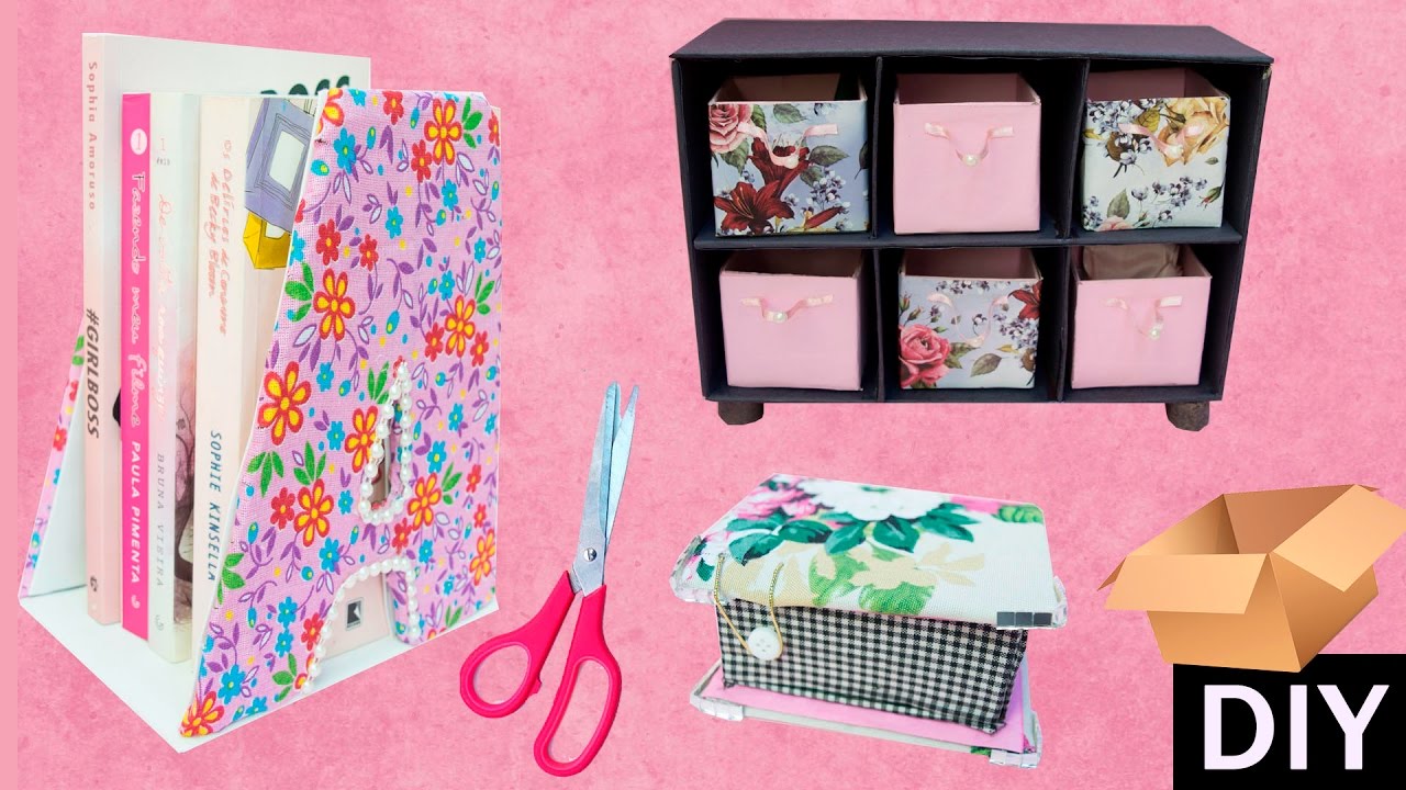 DIY - 3 ideias de organizadores para casa feitos com PAPELÃO!