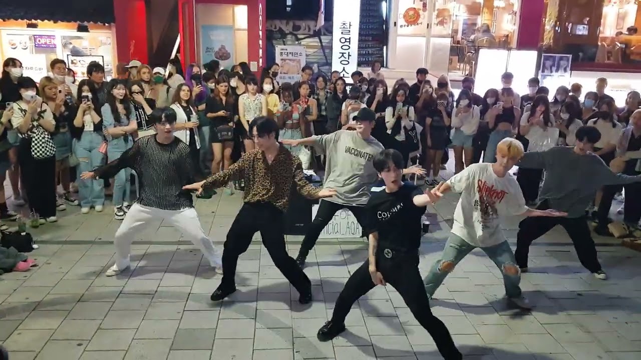 20220812 hongdae busking 홍대 댄스팀 (전DOB멤버) #아큐아(AQA) 버스킹 08 - SHINE (Japanese ver.) _ PENTAGON