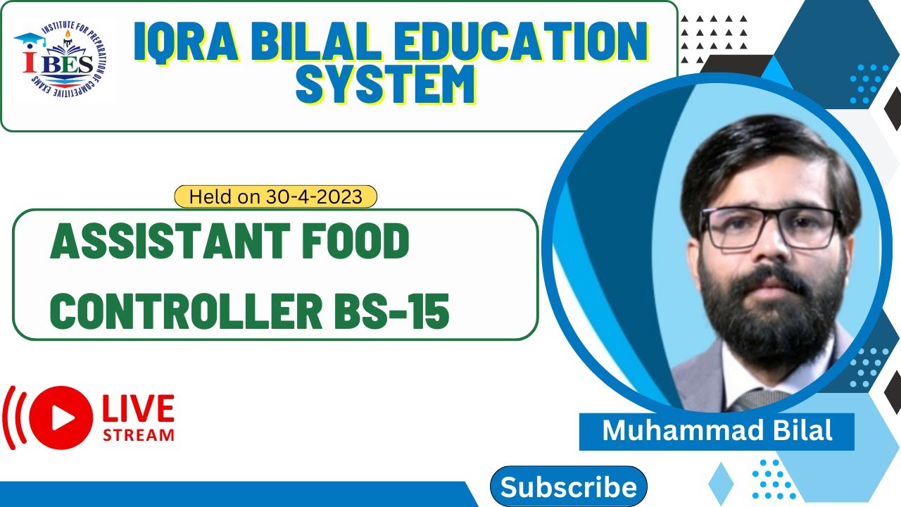 Assistant Food Controller BS-15  |  Held on 30-04-2023   | IBES