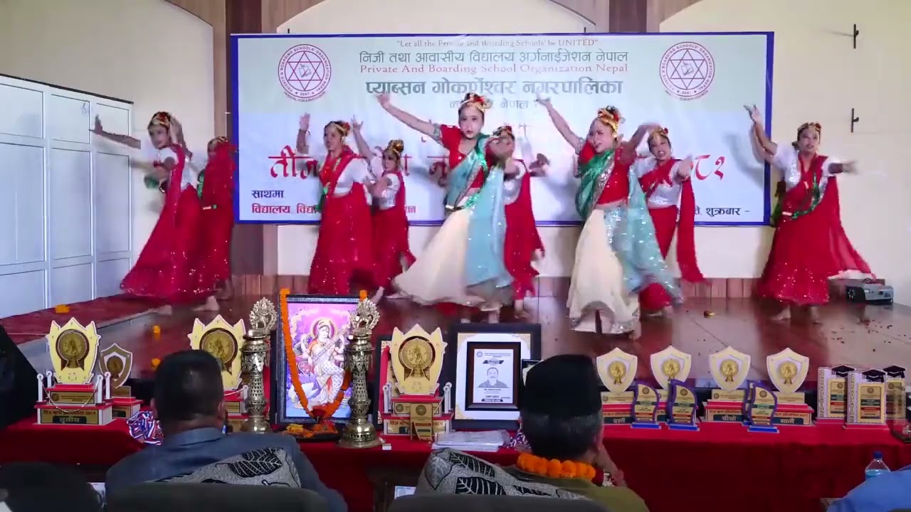 Teej dance competition by gokarneshwor municipality.. manakamana school girls performance, #mss#best