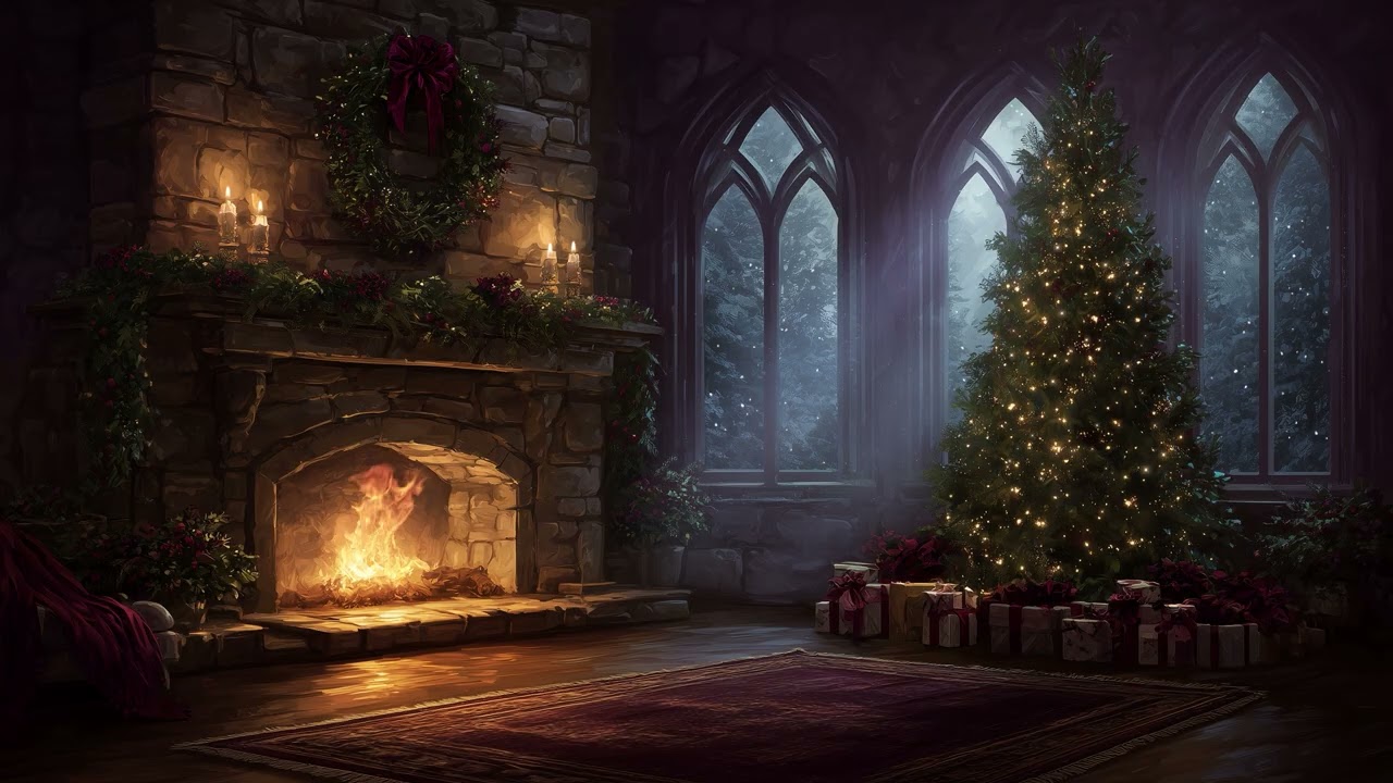 Christmas Night Fireplace Live Wallpaper | Cozy Holiday Motion Wallpaper (3 Hours) Loop Background