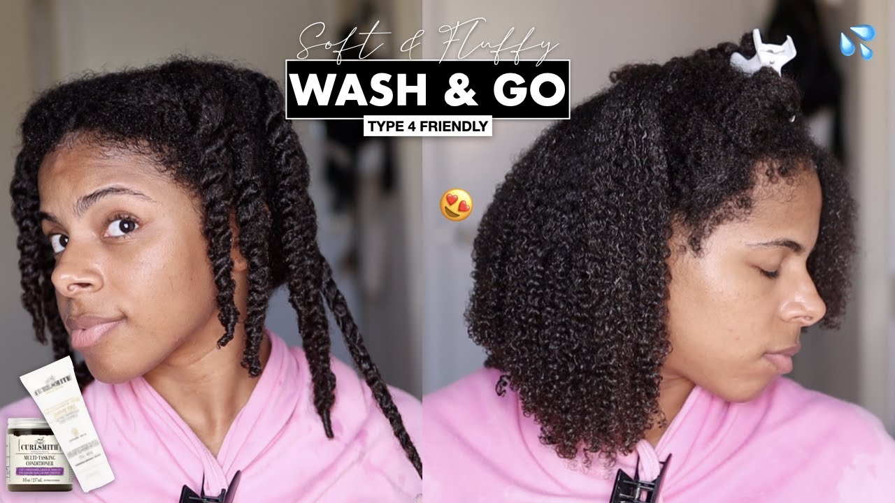 Soft + Fluffy Wash & Go on Thick Dense Type 4 Hair🙌🏾| Curlsmith Multitasking Conditioner + Shine Gel