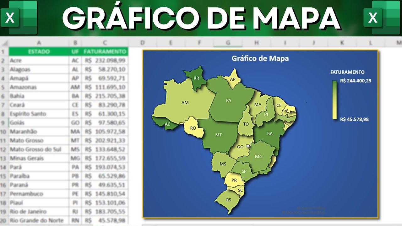 Como Fazer Gráfico de Mapa no Excel | Gráfico Moderno e Bonito para Relatórios e Dashboards