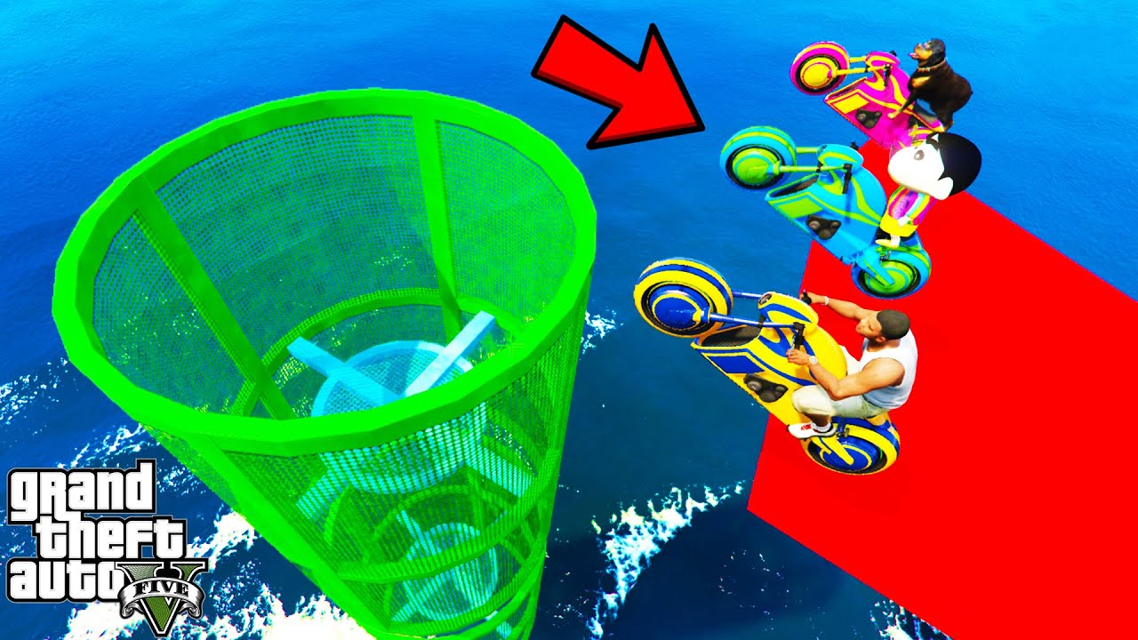 FRANKLIN WENT INTO THE DEEPEST GREEN TUNNEL FOR MEGARAMP PARKOUR CHALLENGE GTA 5 | SHINCHAN and CHOP