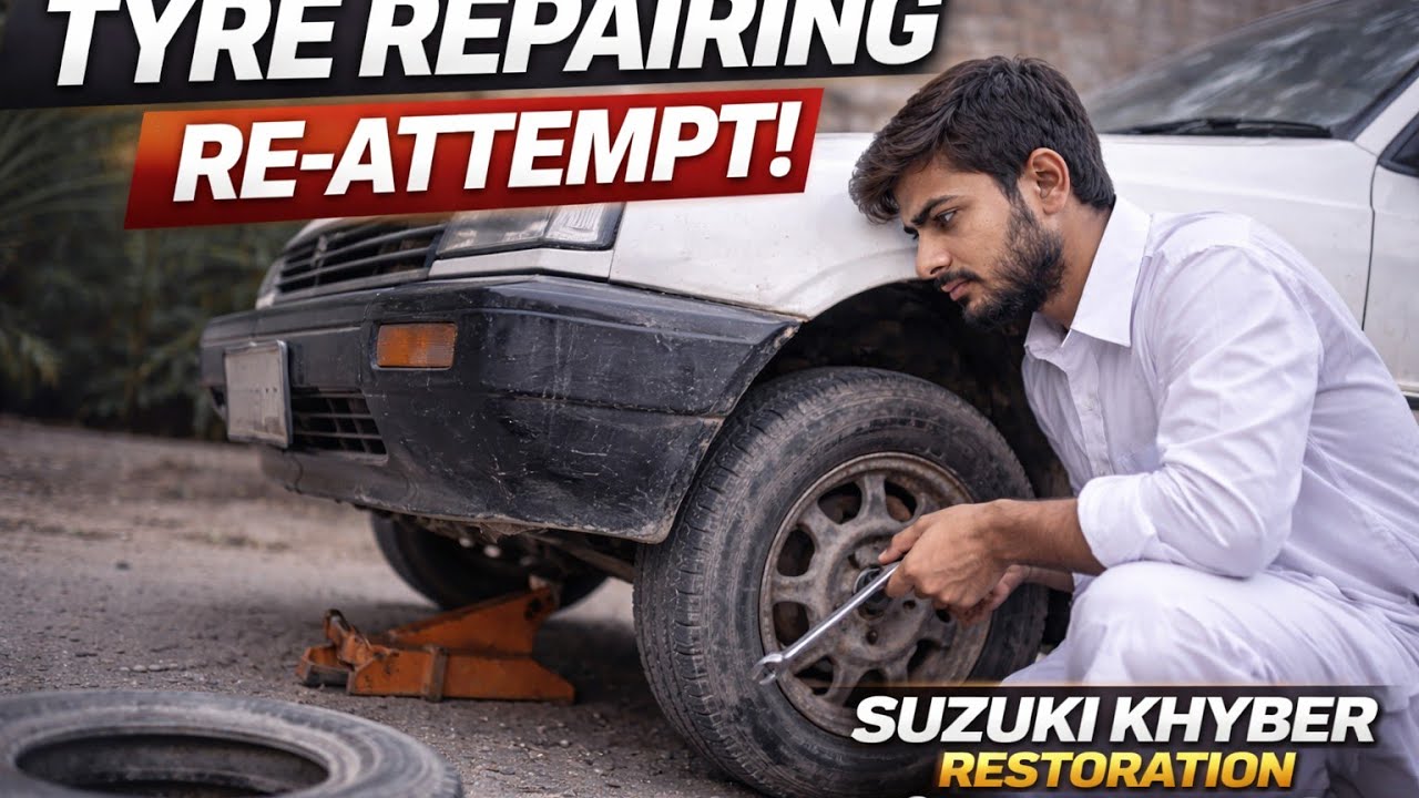 Tyre repairing re attempt | Suzuki Khyber Restoration Day 15 | Car guy on a budget 