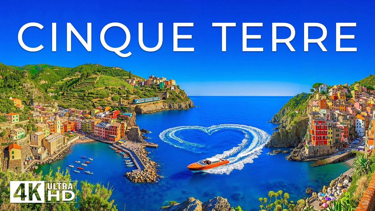 Cinque Terre Italy 4K Drone Footage  Colorful Coastal Villages & Mediterranean Sea Views