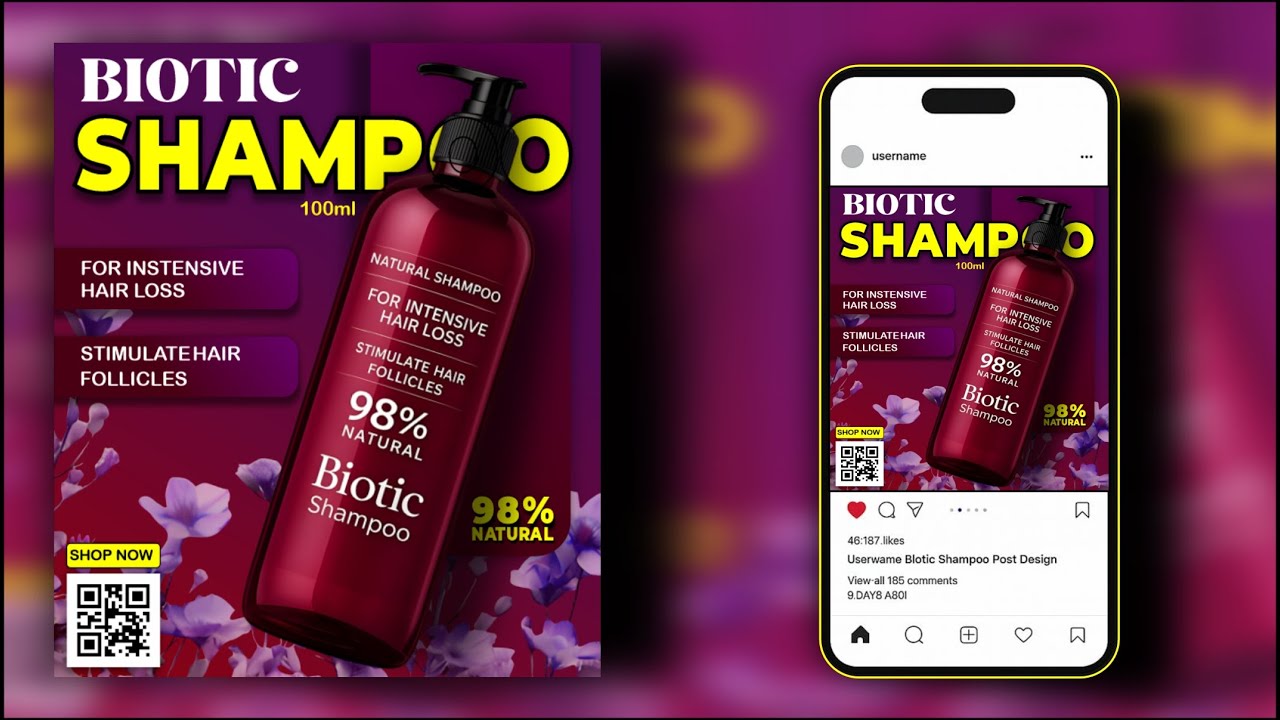 Biotic Shampoo Post Design  in CorelDRAW | Professional Product Poster Design | Graphic Design