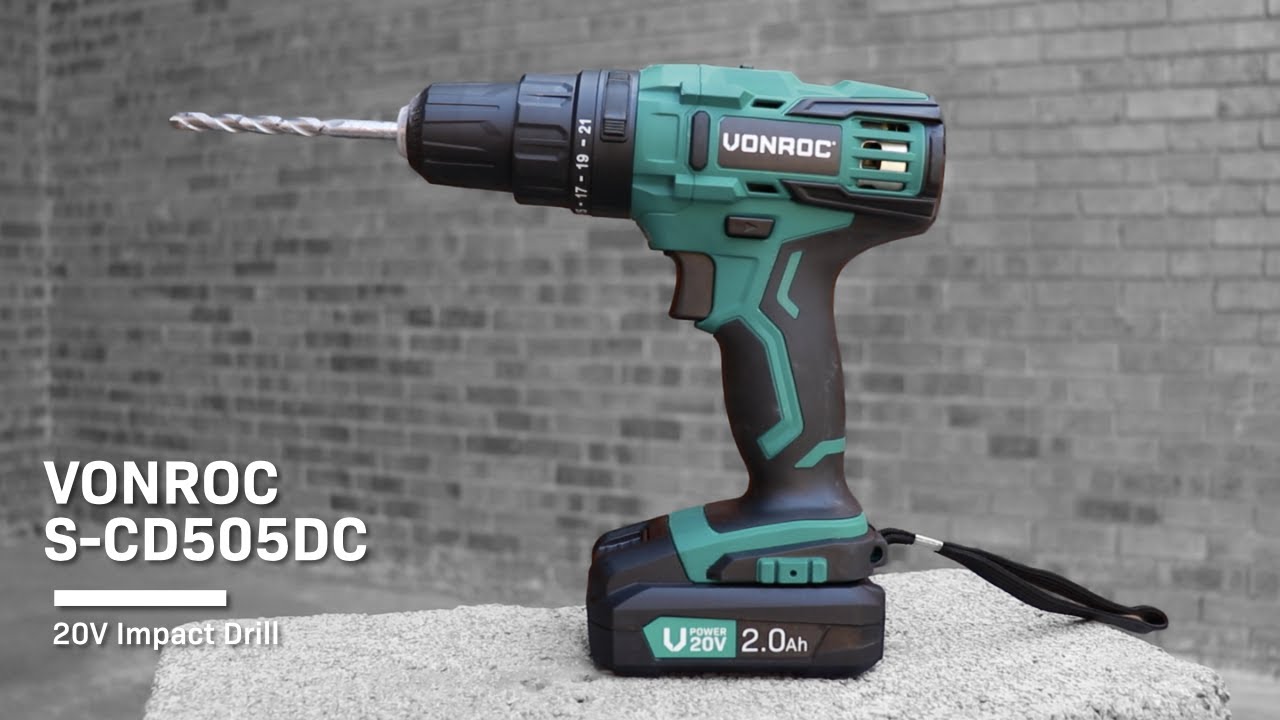 VONROC S-CD505DC Cordless Impact Drill 20V | Incl 2Ah battery and charger