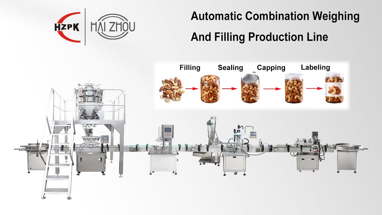 Fully automatic combination weigher granule filling and packaging production line