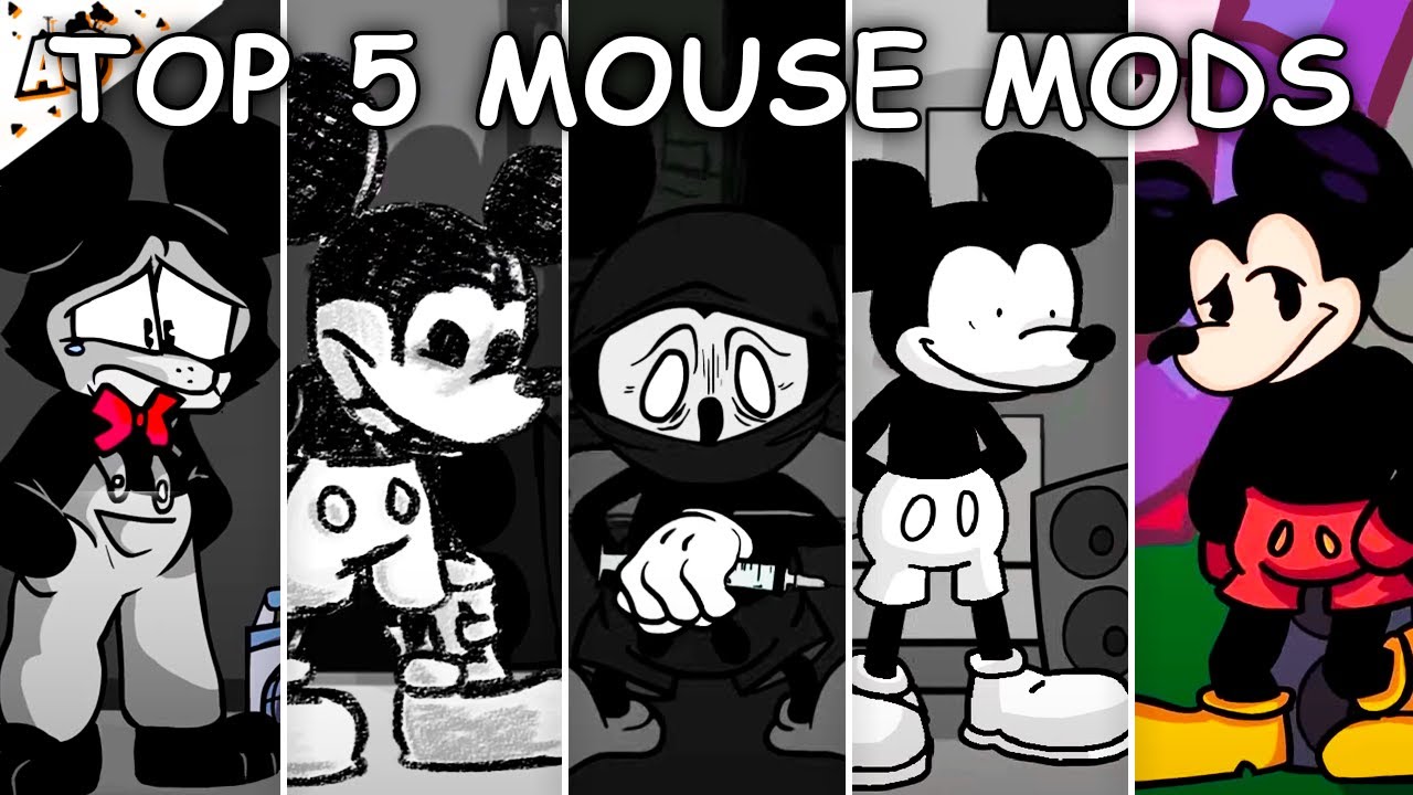Top 5 Mouse Mods (VS Mickey Mouse Soft, Wed's Infidelity, Treasure Funkin) - Friday Night Funkin'
