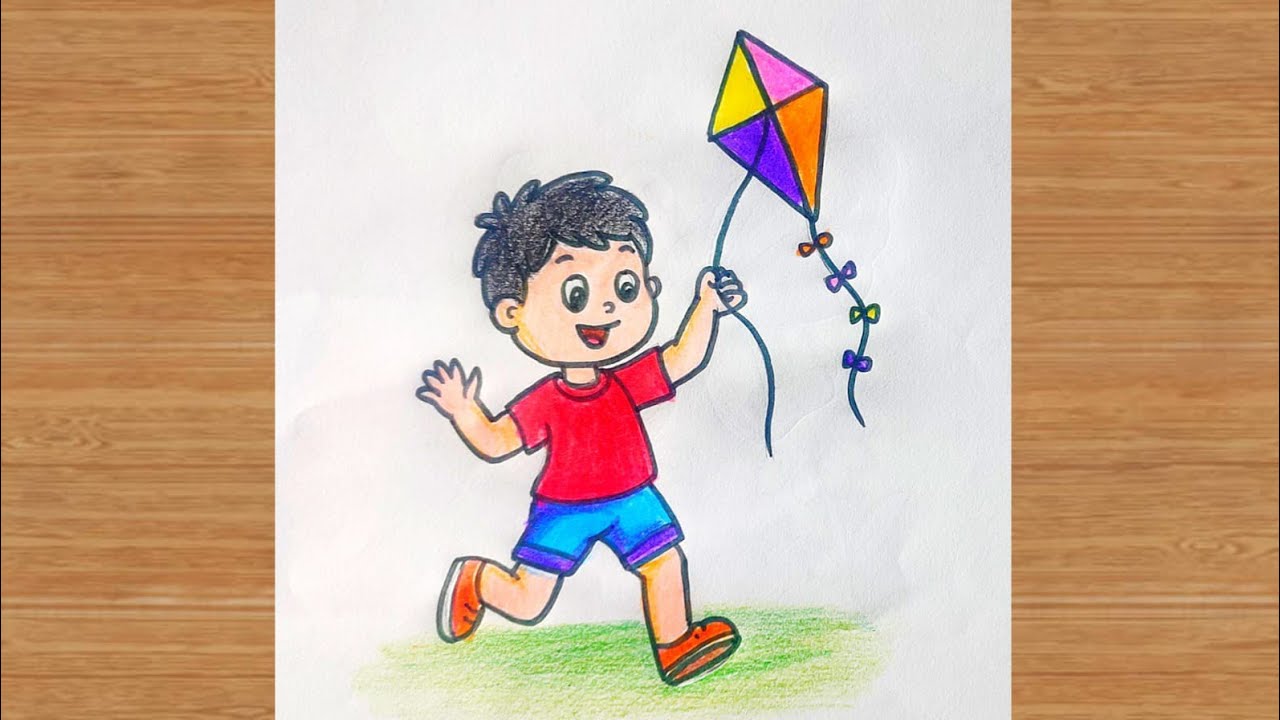 How To Draw A Boy Flying A Kite 🪁 Easy | Step By Step For Beginners | Art Tutorial | Art Is My Soul🤗