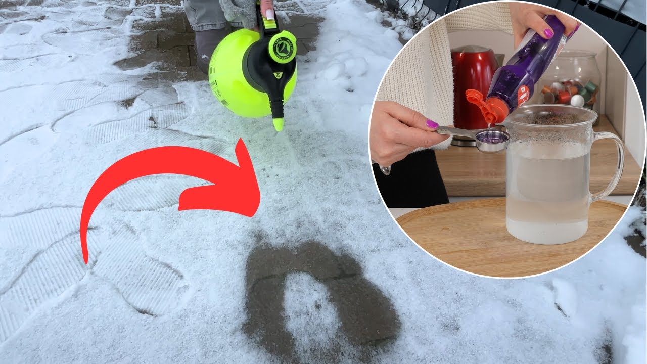 Wymieszaj i spryskaj podjazd. Śnieg i l&oacute;d znika w sekundy! (Lepsze niż s&oacute;l)