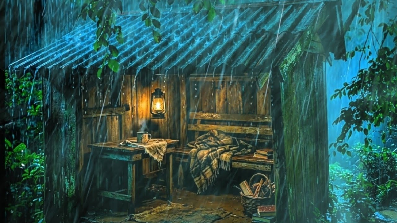 Cozy Cabin Rain at Night 🌧️ 10 Hours of Gentle Rain Sounds for Deep Sleep & Relax