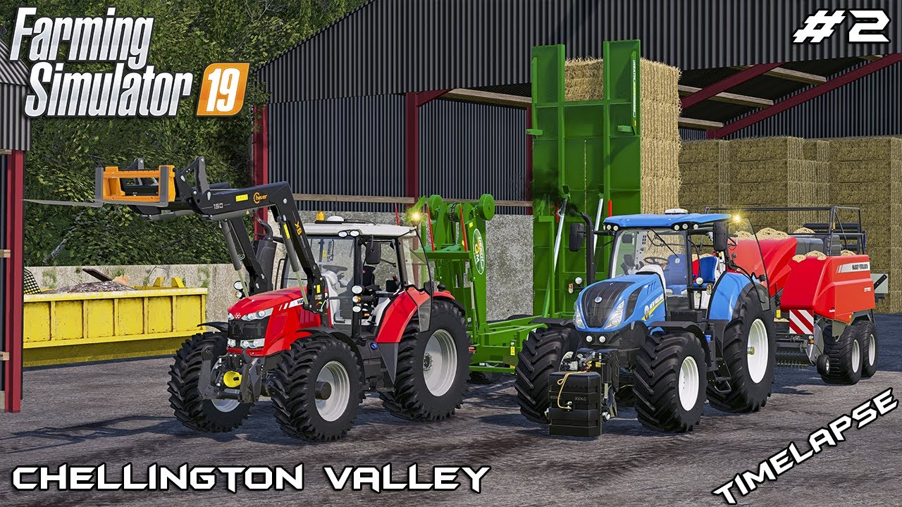 Baling and collecting 111 straw bales | Chellington Valley | Farming Simulator 19 | Episode 2