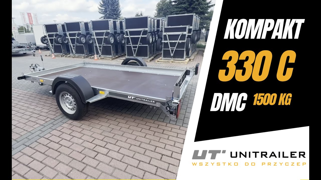 Przyczepa hamowana Unitrailer KOMPAKT 330C uchylna do przewozu quad&oacute;w motocykli