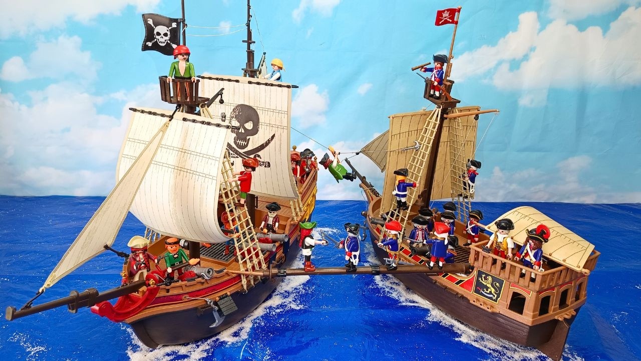 Пираты Playmobil против Красных мундиров 🏴&zwj;☠️ Битва за сокровища и французский военный корабль! |...