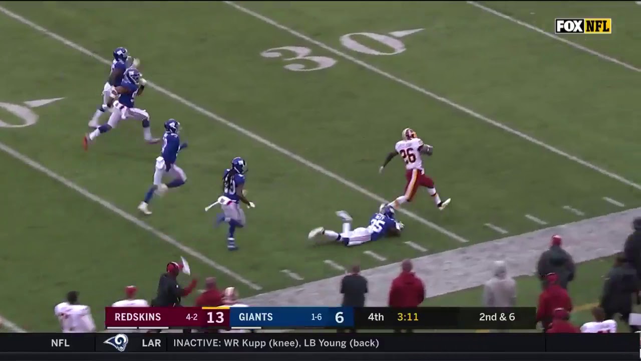Redskins Vs Giants Adrian Peterson 64 Yard TD
