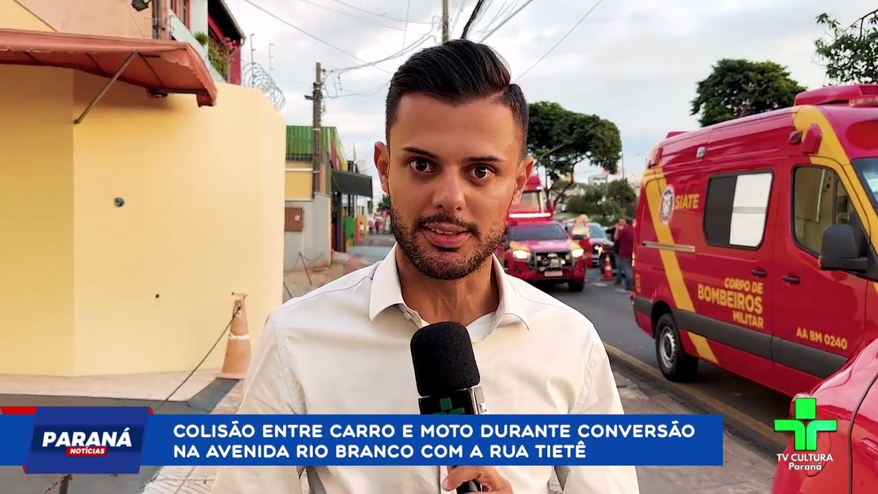 Acidente na Avenida Rio Branco, em Londrina, deixa motociclista ferido em horário de pico.