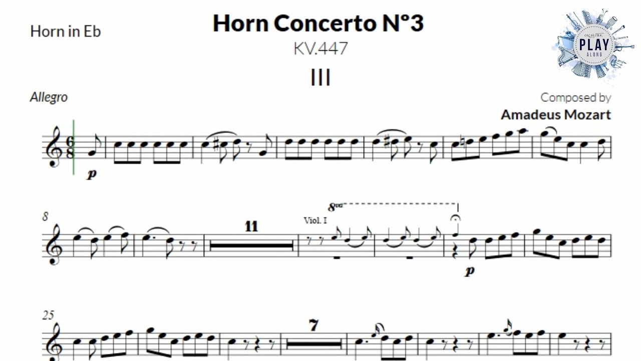 Mozart Horn Concerto N.3 Kv. 447, 3rd Mov. - PLAY ALONG
