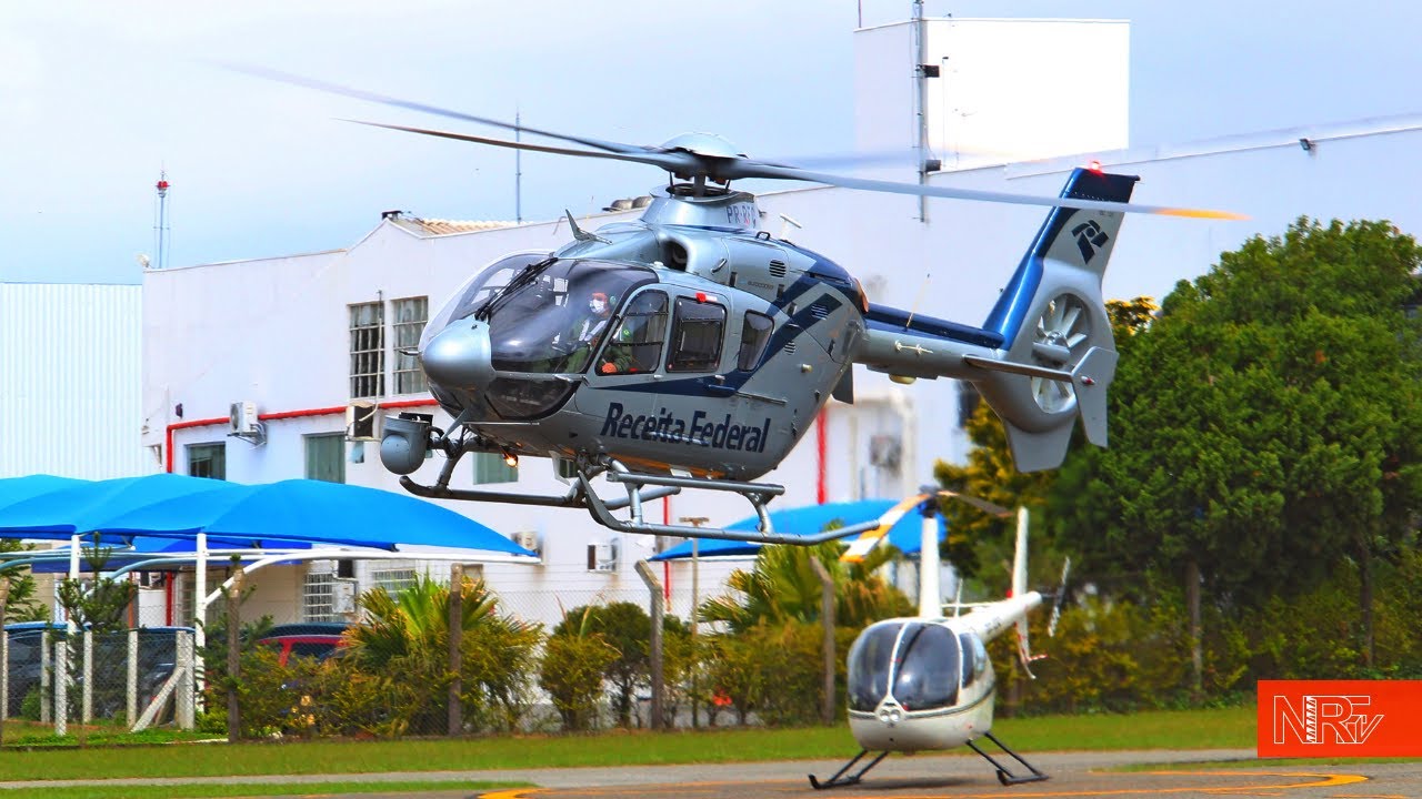 Helicoptero da Receita Federal em SBBI! Acionamento, Sobrevoos e Solo (Aeroporto do Bacacheri)
