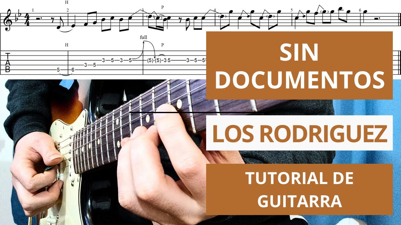 Como tocar SIN DOCUMENTOS - Los Rodriguez - Tutorial de GUITARRA punteos tablaturas