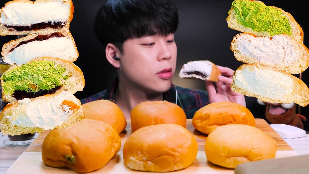 ASMR 푸하하 크림빵 먹방 디저트 리얼사운드クリームパンCream bread DESSERT MUKBANG REAL SOUND