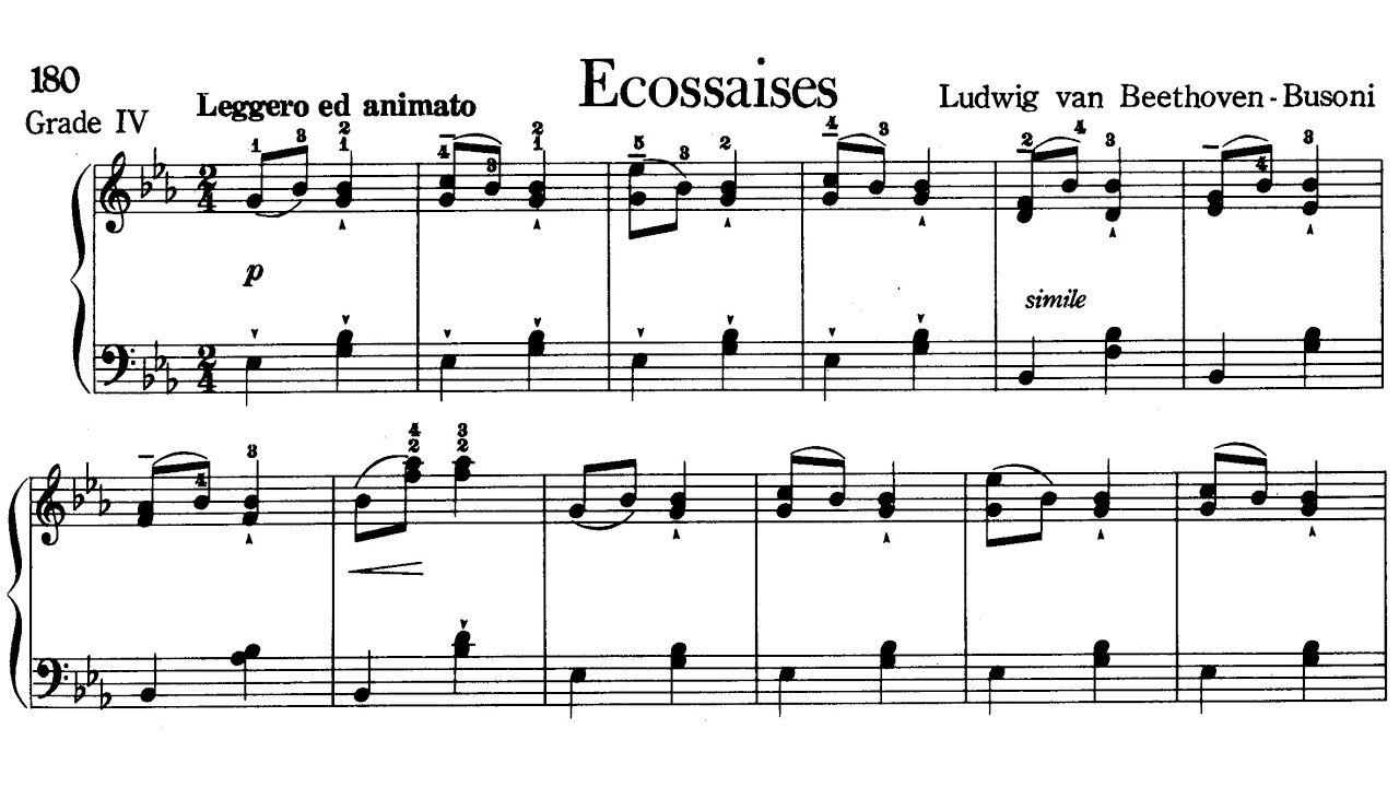Piano Pieces for Children Grade 4 No.11 Beethoven Busoni Ecossaise (P.180) Sheet Music