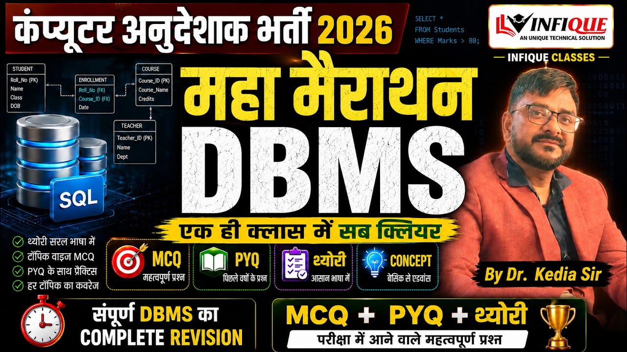 DBMS महा मैराथन | Complete Revision | Computer Instructor Bharti 2026 | MCQ + PYQ + Theory