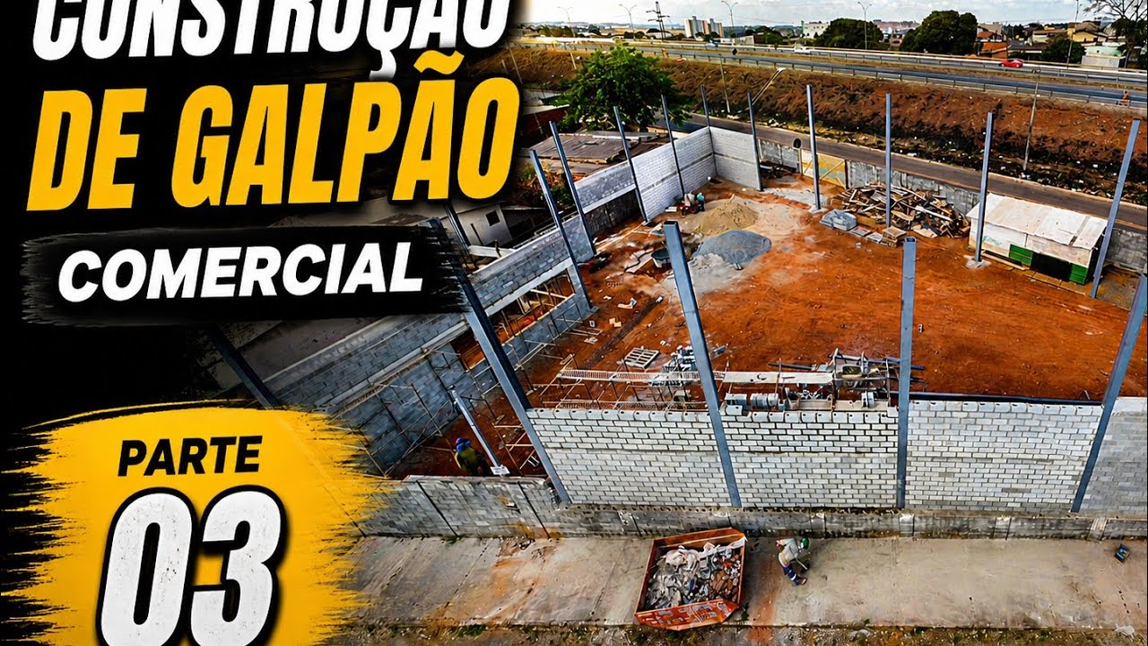 Galpão comercial PARTE O3_ fase cinza, bloco de concreto, cobertura com telha isotérmica.
