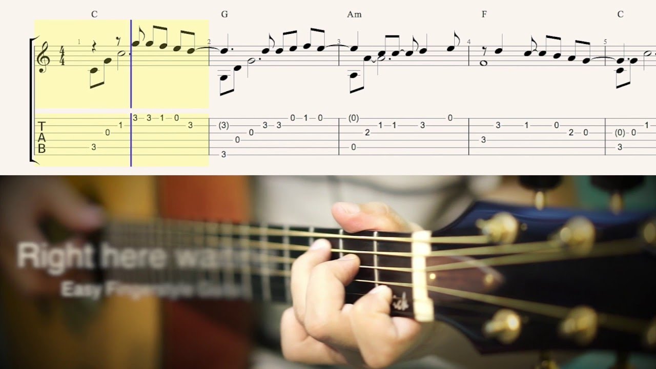 Right here waiting (Easy Fingerstyle Guitar) cover by ปิ๊ก