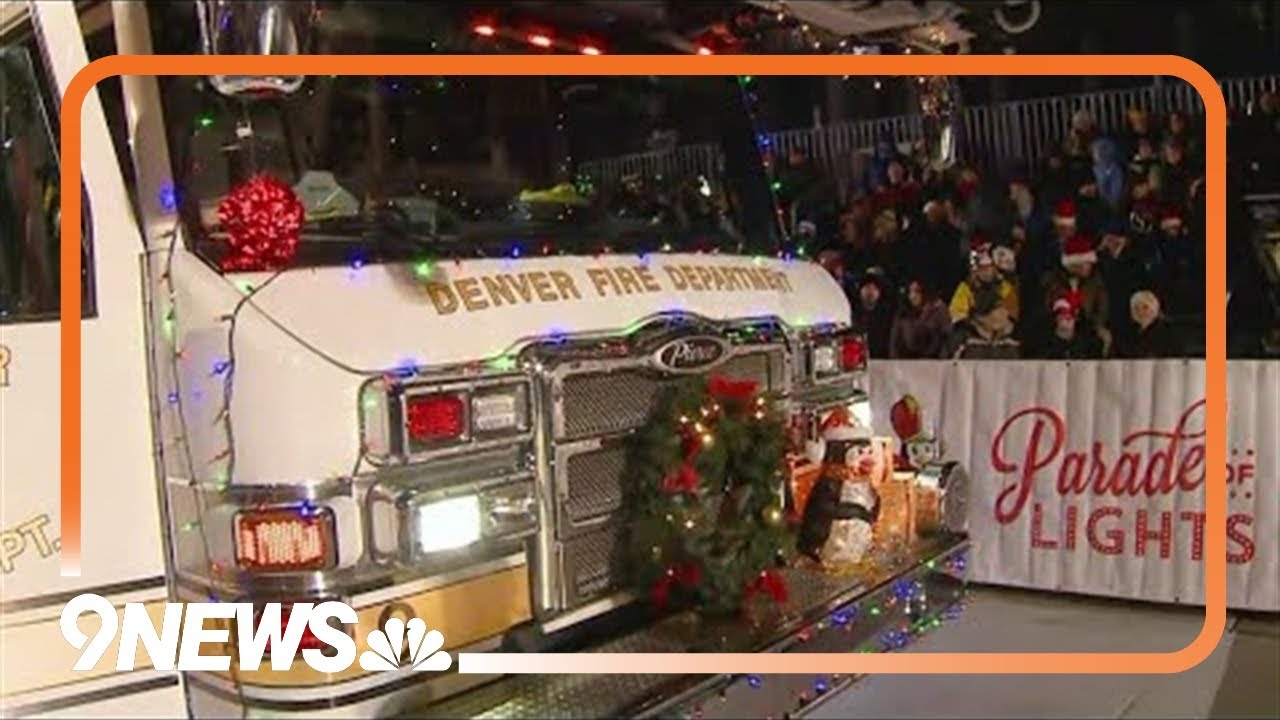 Denver Fire Department's ladder truck rolls in Parade of Lights