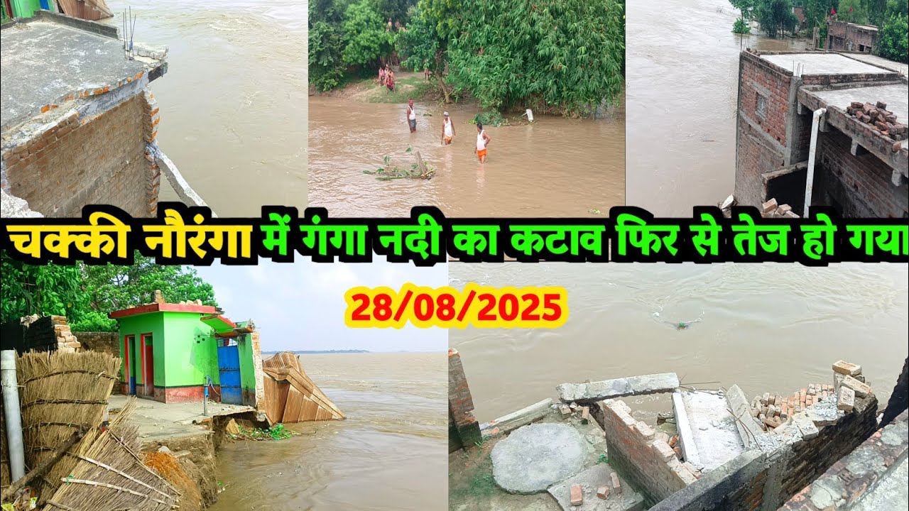 चक्की नौरंगा गाँव में कटाव फिर से तेज हो गया|| 29/08/2025 || Jawainiya Village || Apna jila Ara