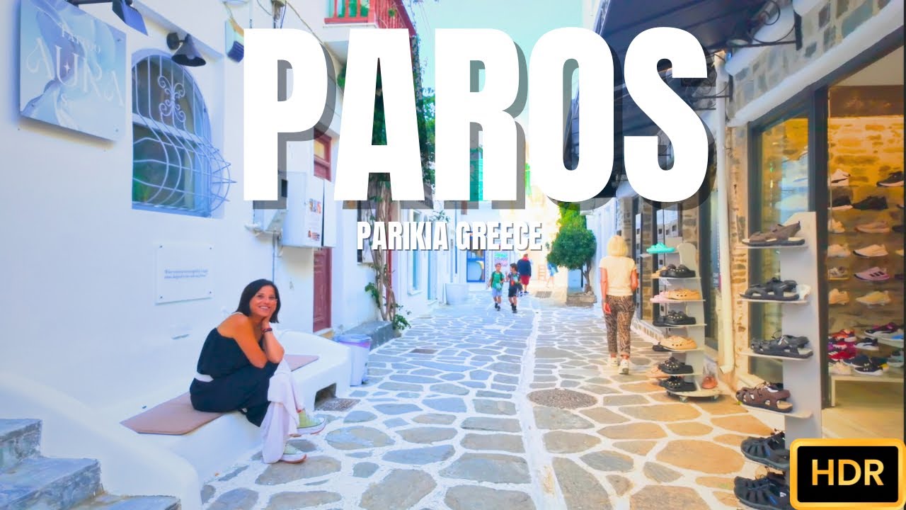 Paros Island, Greece | Parikia Walking Tour | Summer | 4K HDR with Subtitles CC