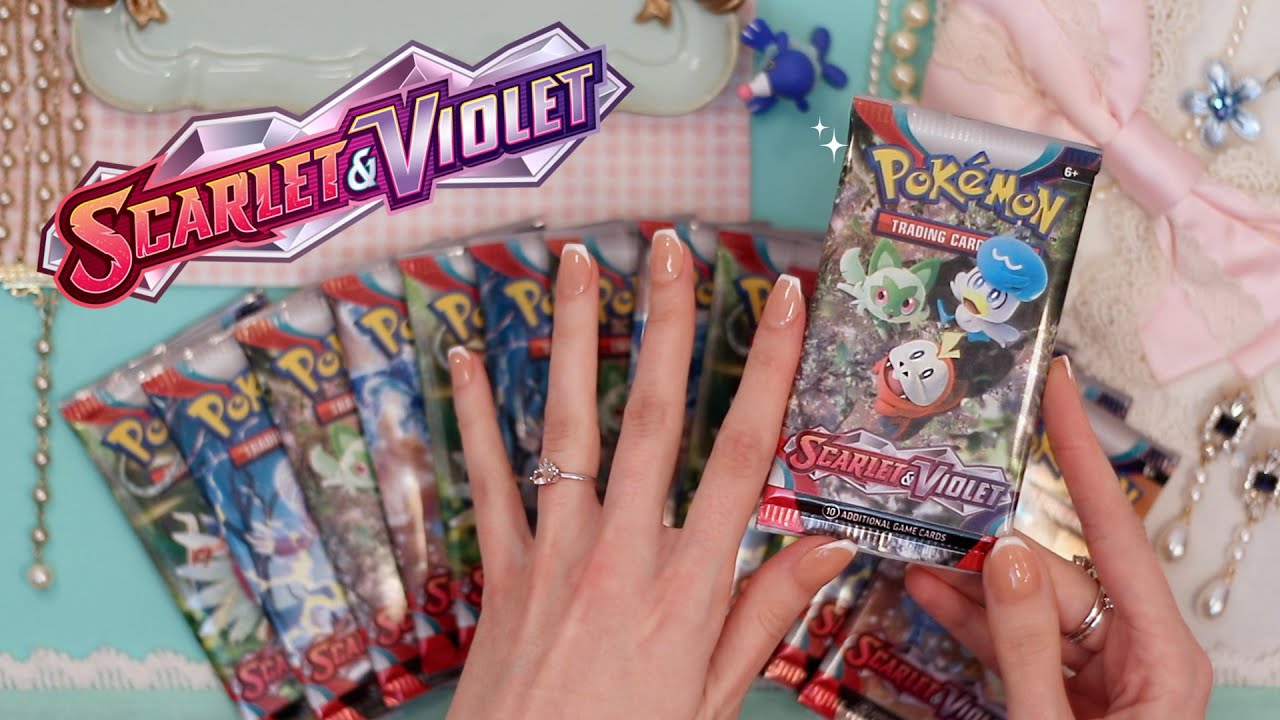 *NEW* Scarlet & Violet Pokemon Booster Pack Opening ASMR (soft spoken/whispering + tapping)