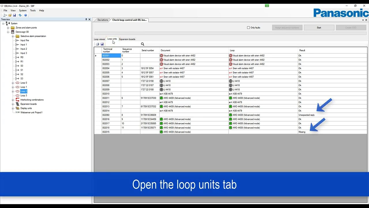 How to check EBL512 G3 fire alarm system’s COM-loop | Panasonic