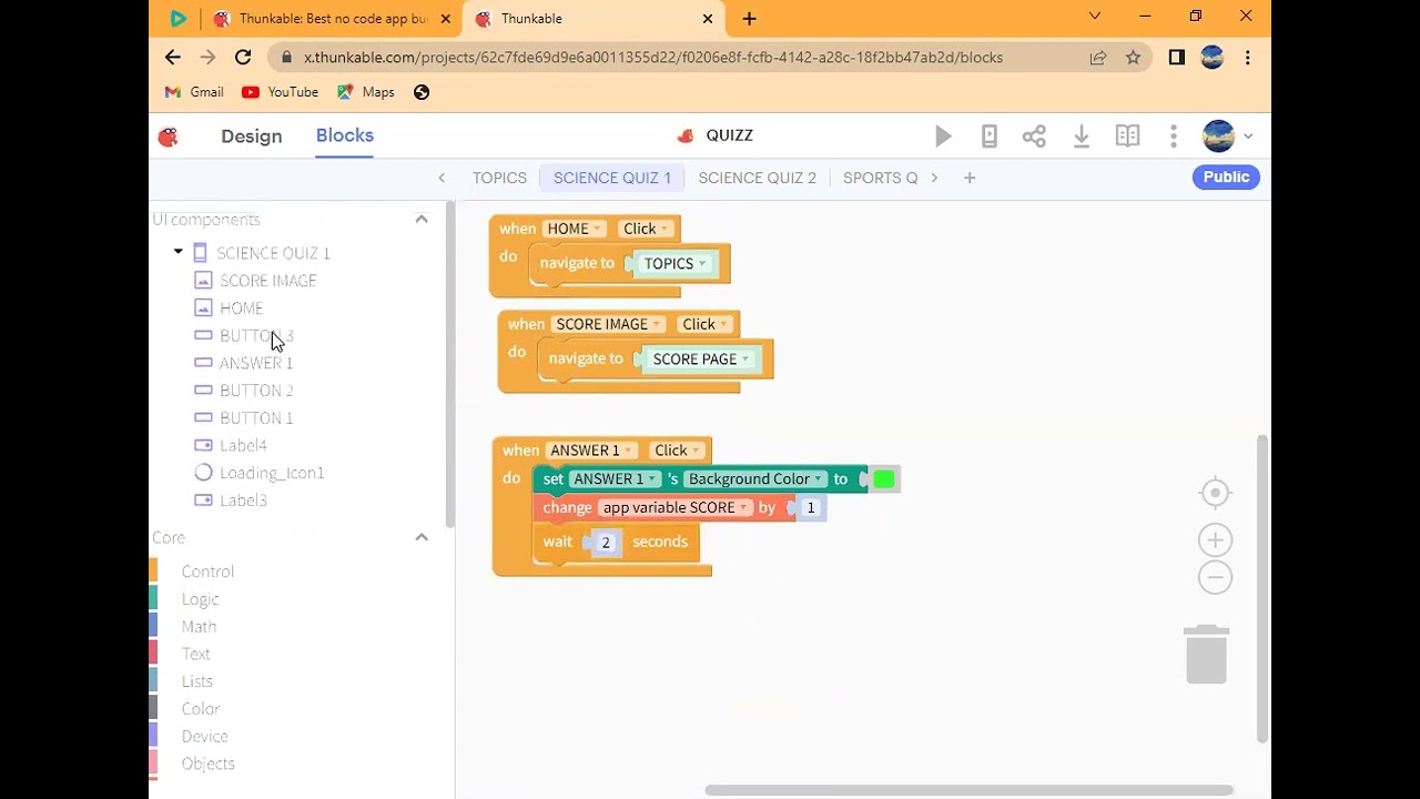How to create a Quiz App on Thunkable  {Part 2}