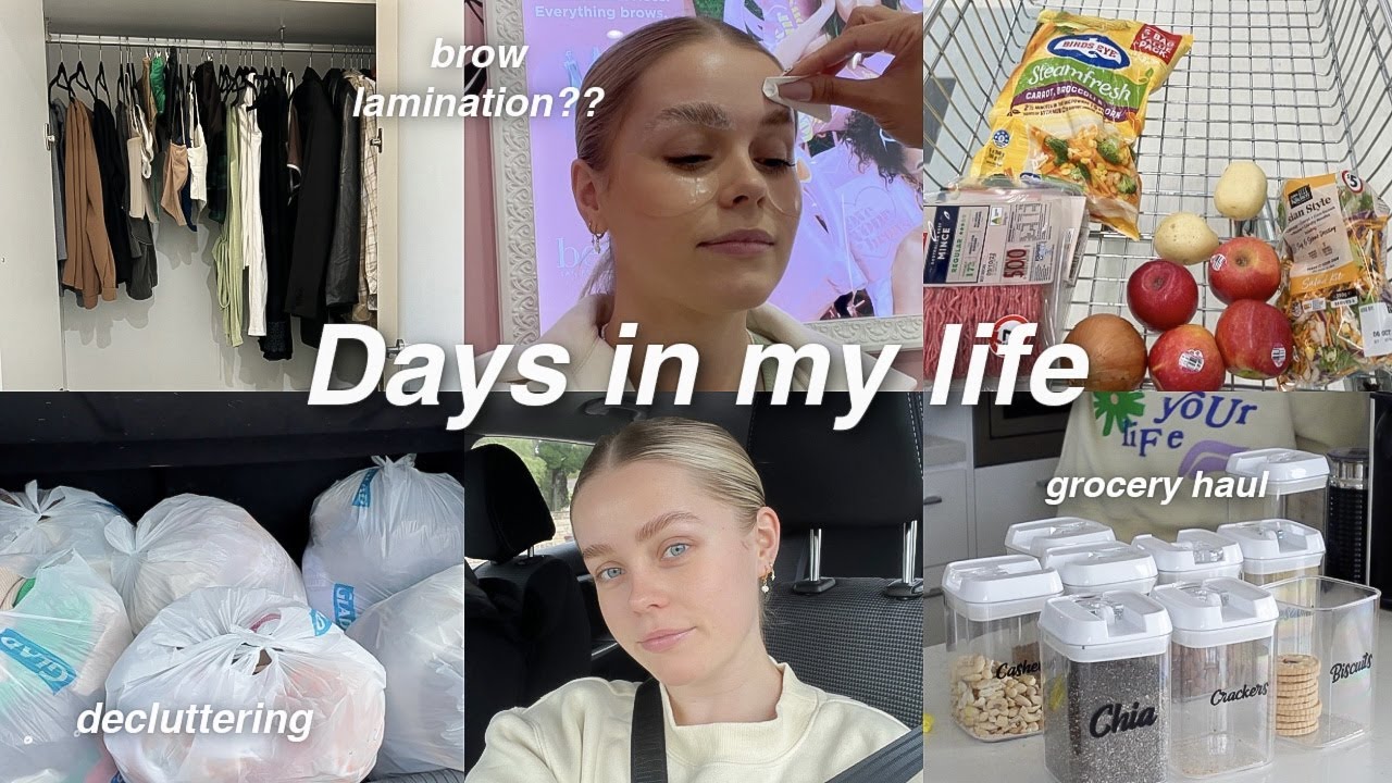 VLOG: decluttering & organising, grocery haul + trying brow lamination??