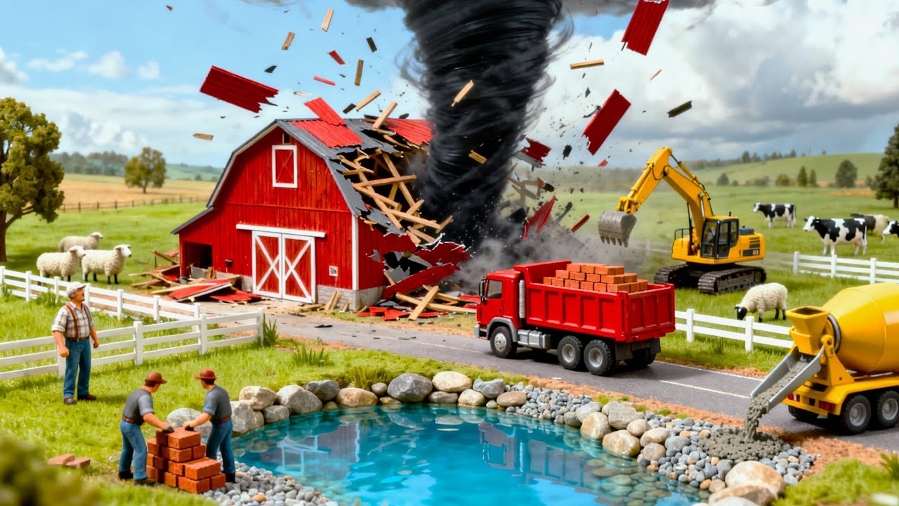 Miniature Repair: Restoring the Farm Barn After a Tornado & Building a Dreamy Pond 🌪️