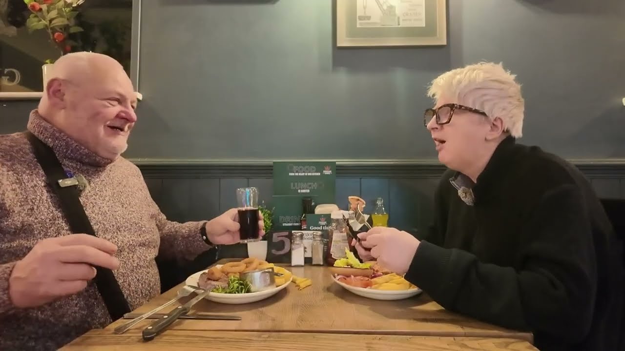 Autistic Bobbie & Fat Steve have a Burger & Sirloin Steak, in The Griffin Pub Restaurant #carlisle