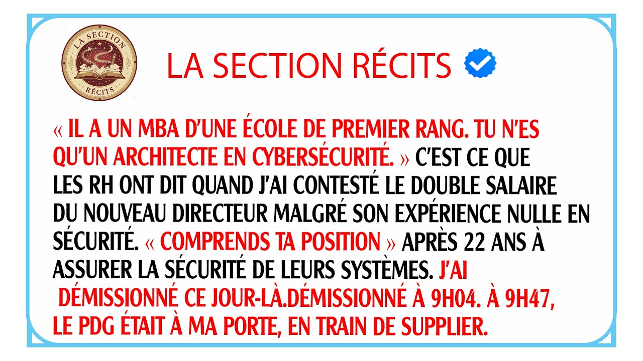 Le DRH me méprise, je démissionne. 36 minutes plus tard, le PDG me supplie devant ma porte !