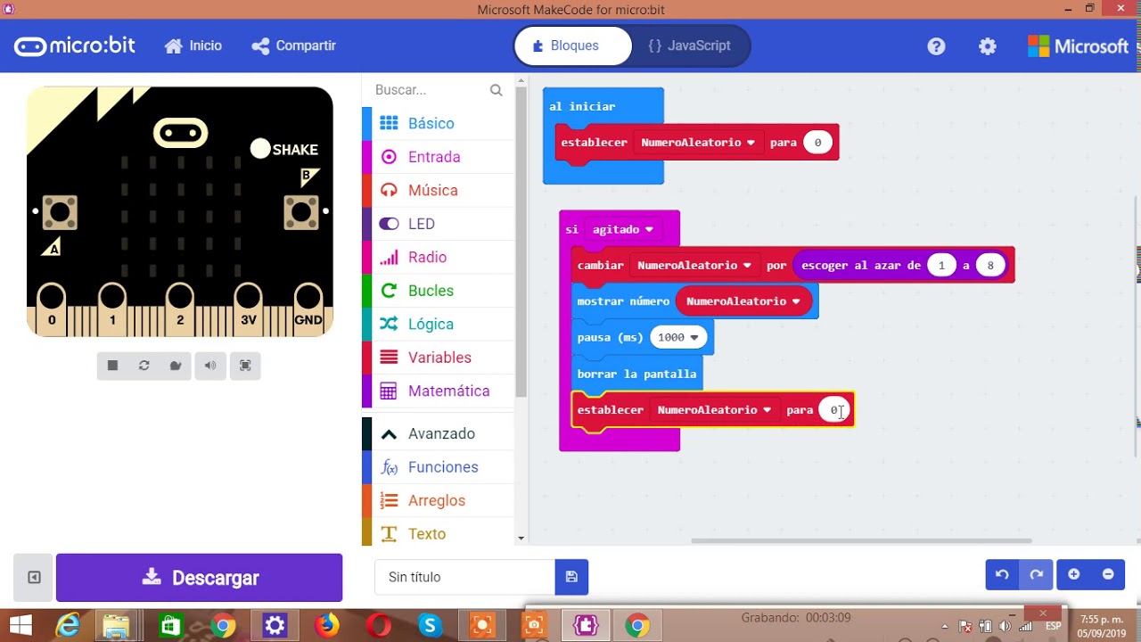 Generar Número Aleatorio en Makecode