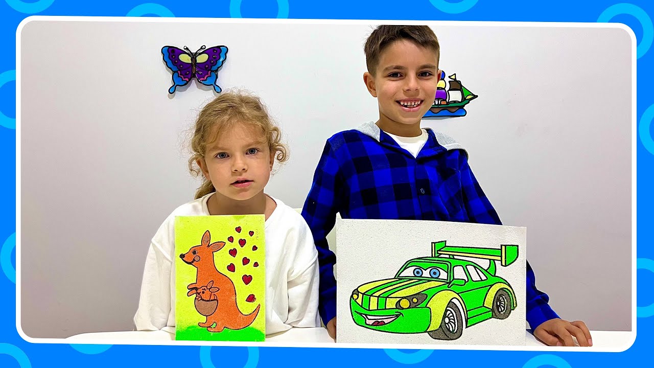 Çocuklar için Çok Eğlenceli KumBoyama Zamanı! - Emir Ela