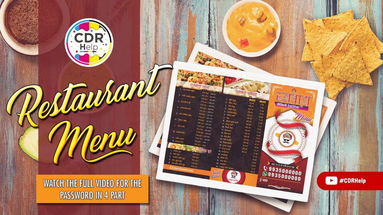 RESTAURANT MENU DESIGN FULL EDITABLE WITH CDR CD16