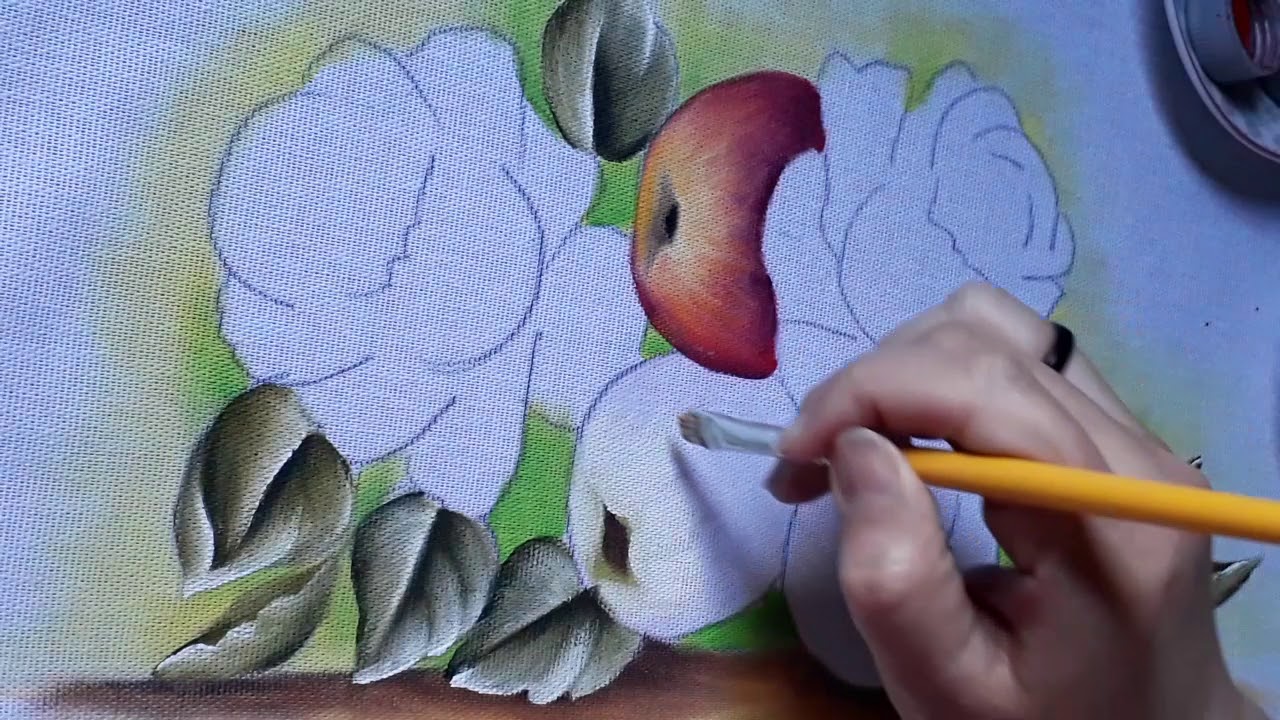 Rosas com maçãs, parte 2 pintura em tecido