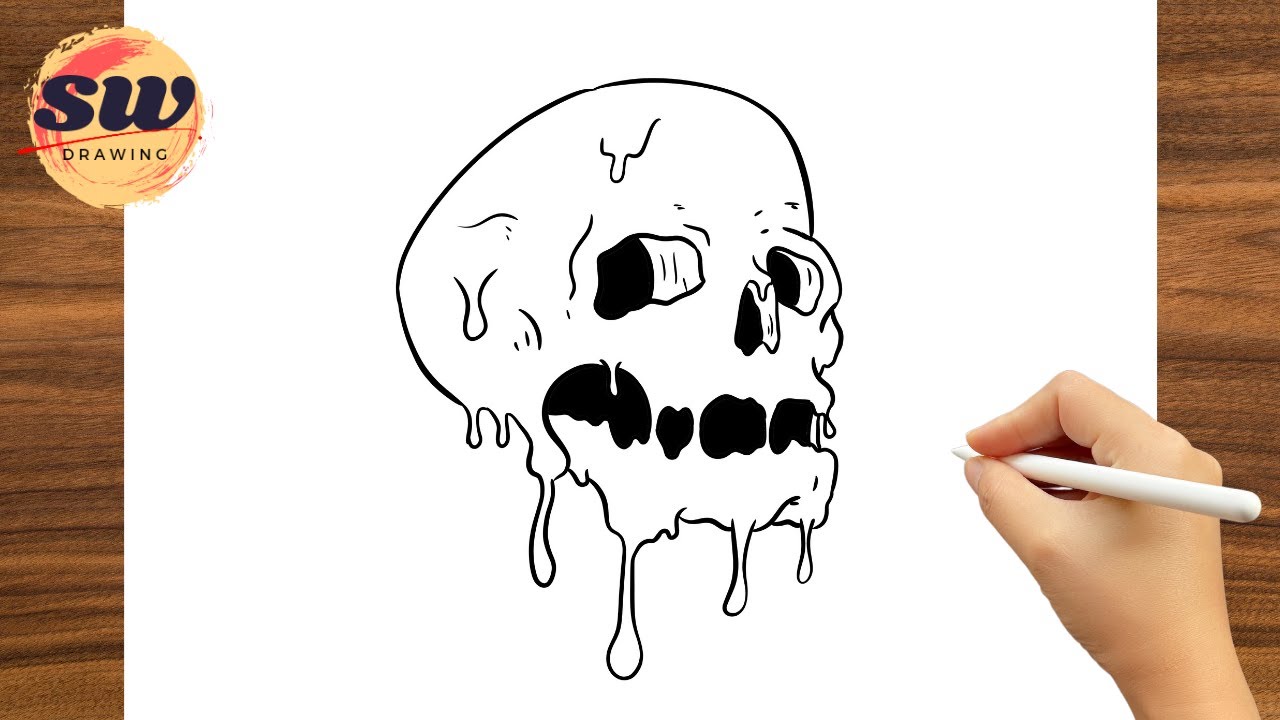 How to Draw Melting Skull